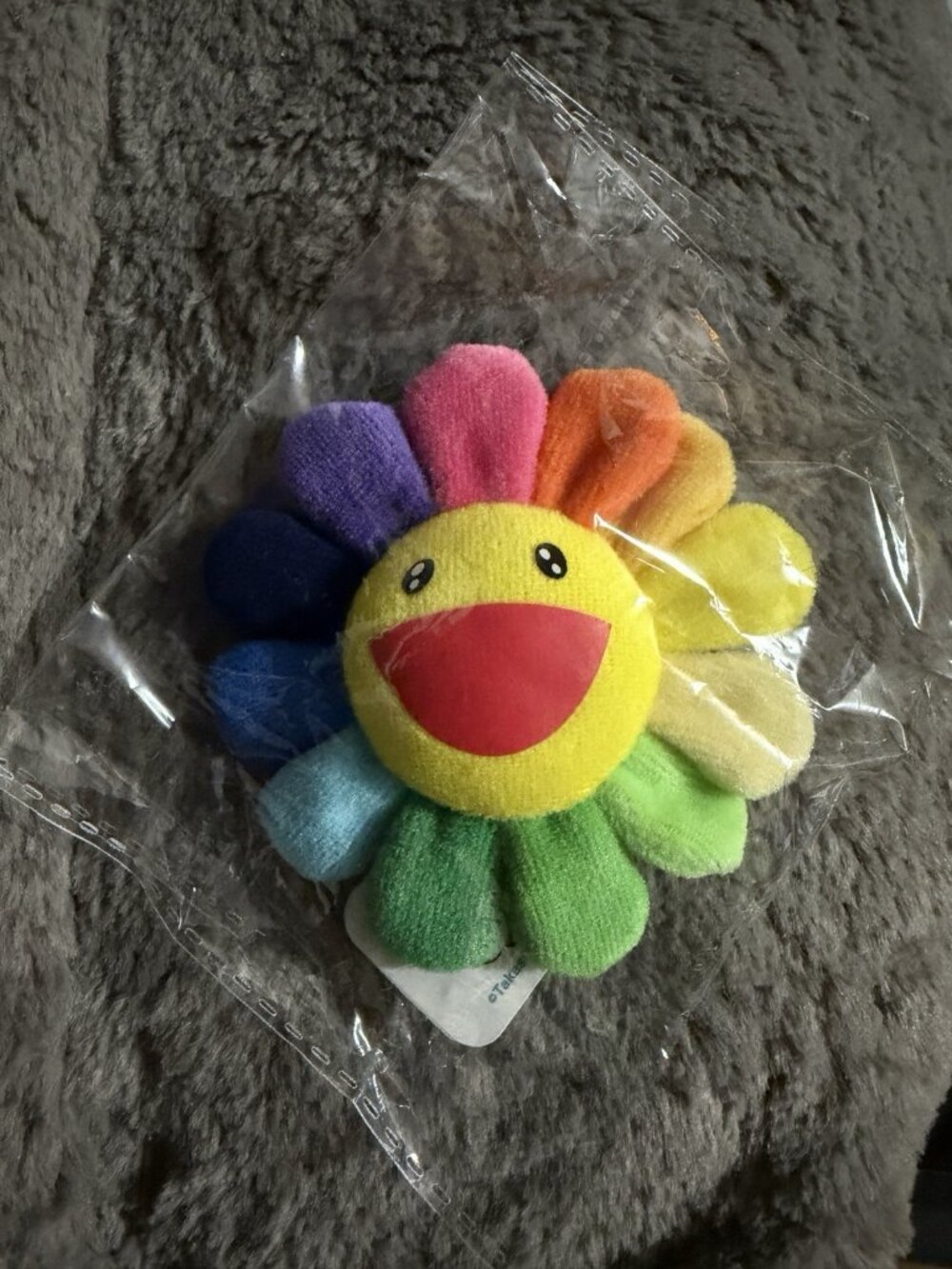 NWT Authentic Takashi Murakami Flower Plush Pin Brooch Rainbow